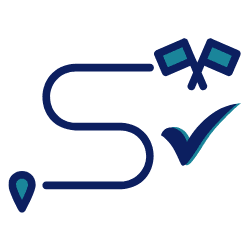 Icon Start und Ziel mit Check
