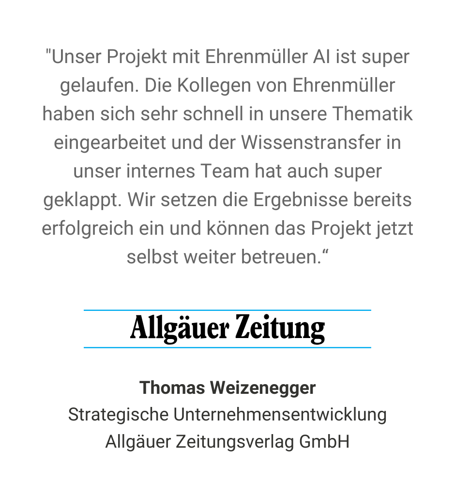 Testimonial - Allgäuer Zeitung über die Ehrenmüller GmbH