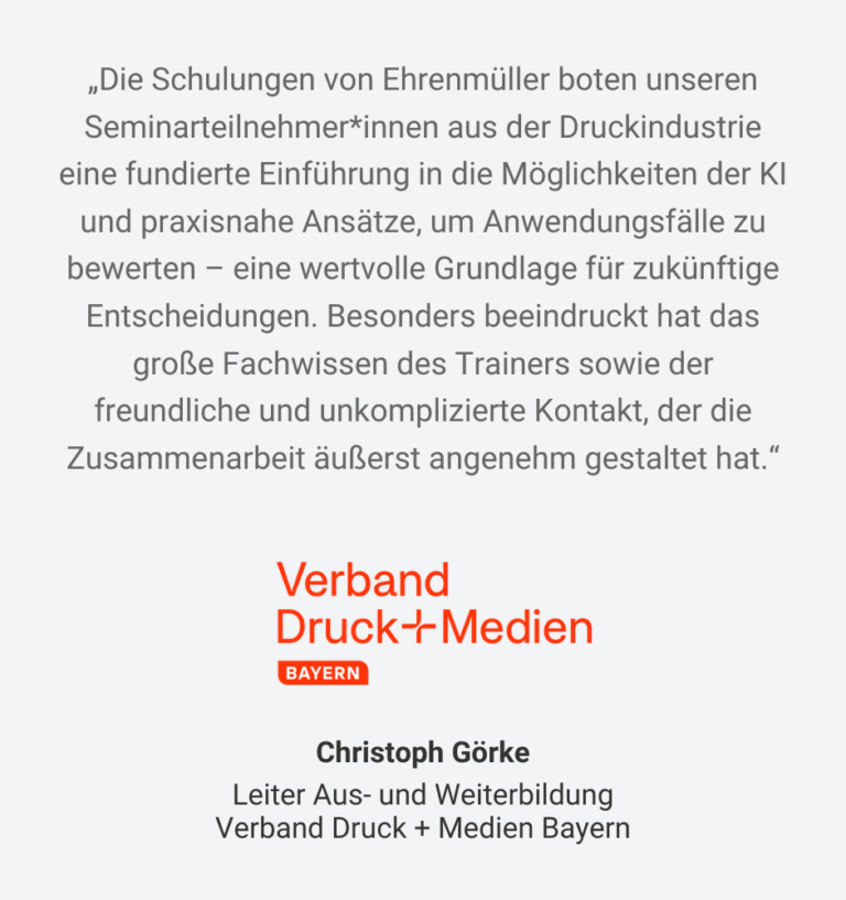 Testimonial Verband Druck + Median-grau
