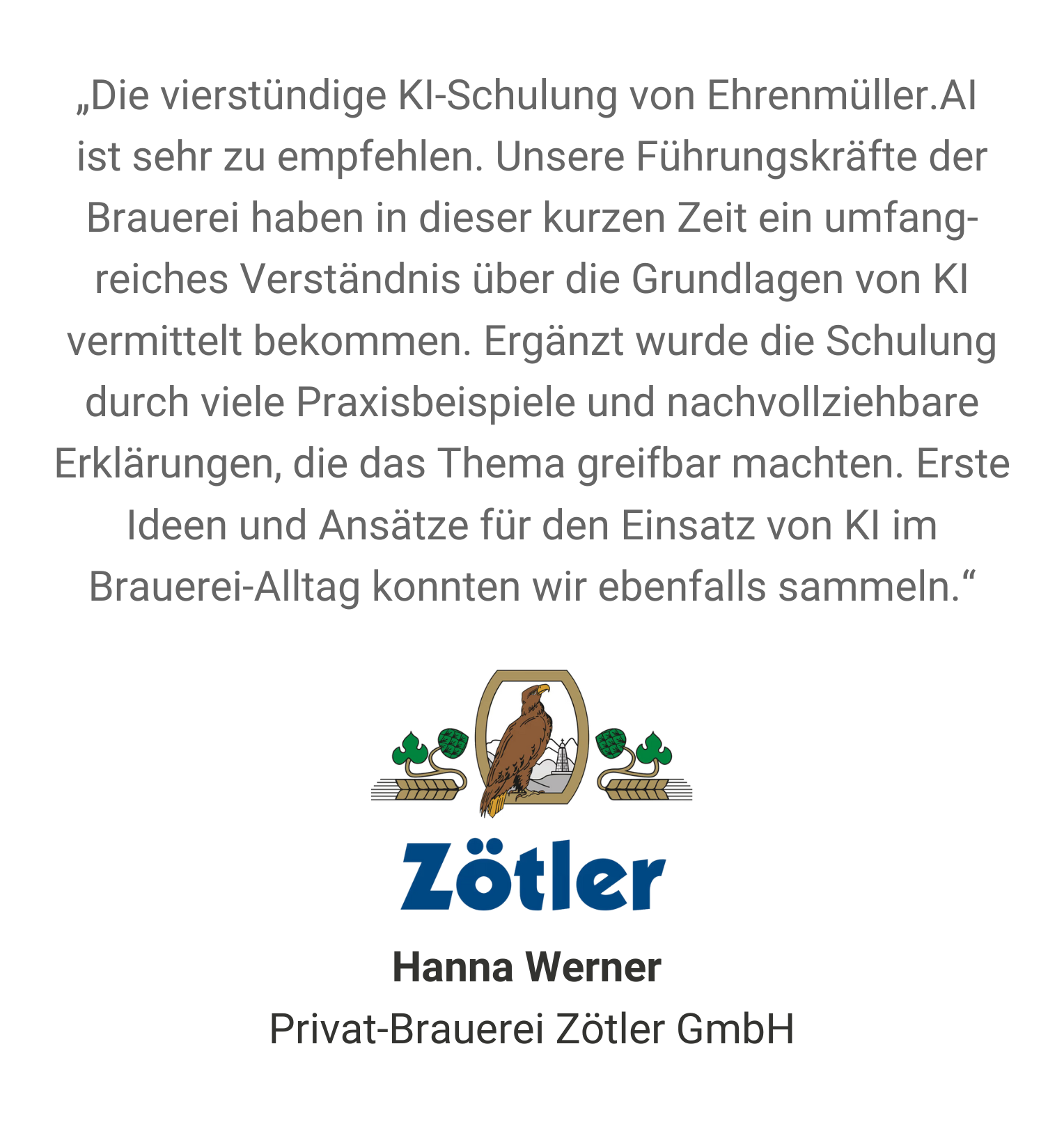 Testimonial - Zötler